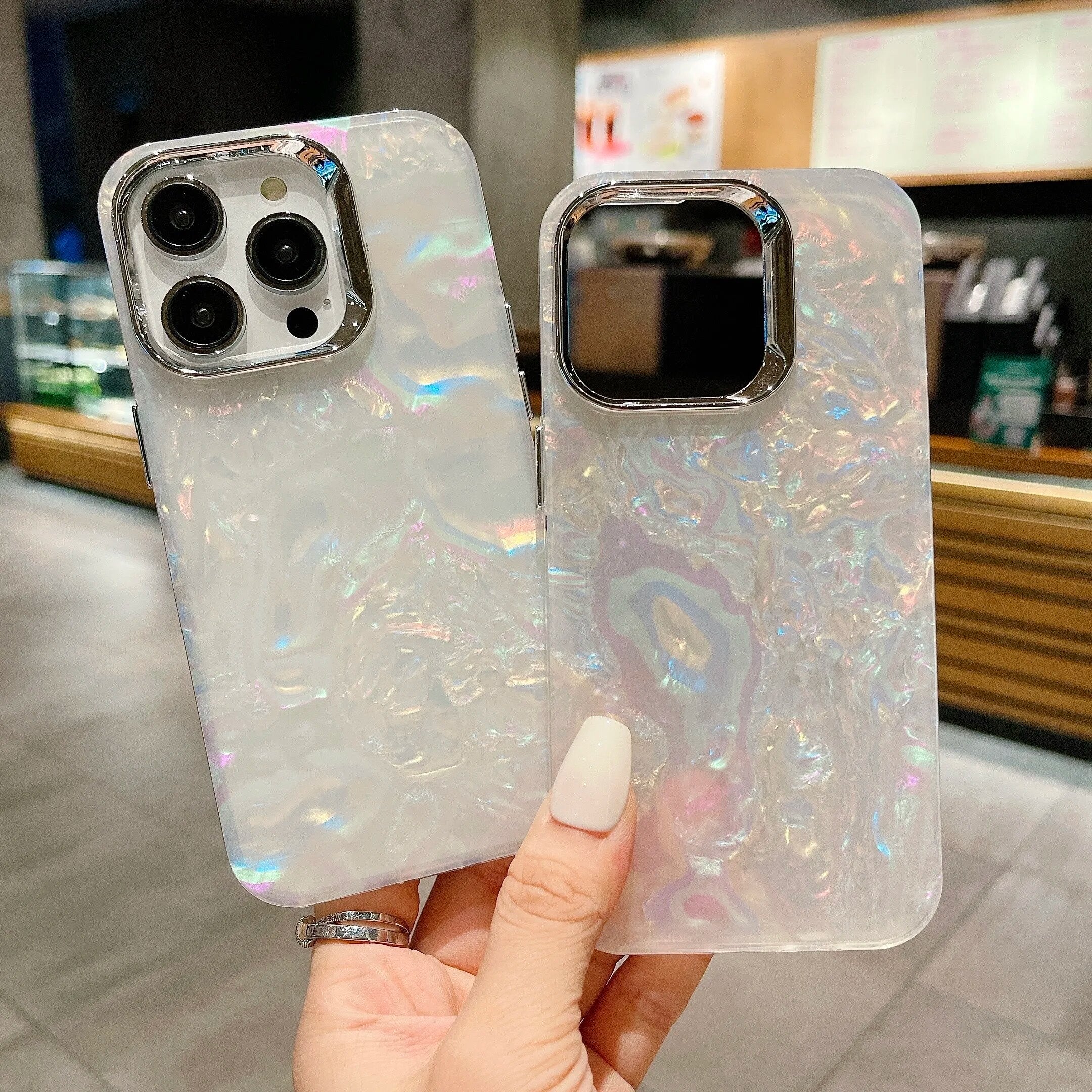 Holographic Marble Glitter Colorful Dreamy Hard Shell Phone Bling Case